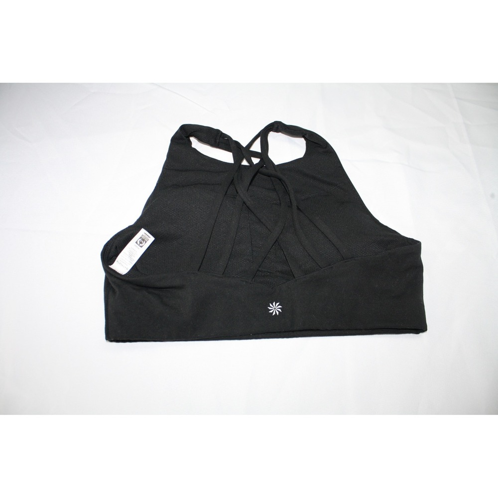 Athleta Black High Neck Strappy Cross Back Sports Bra Medium - Picture 3 of 6